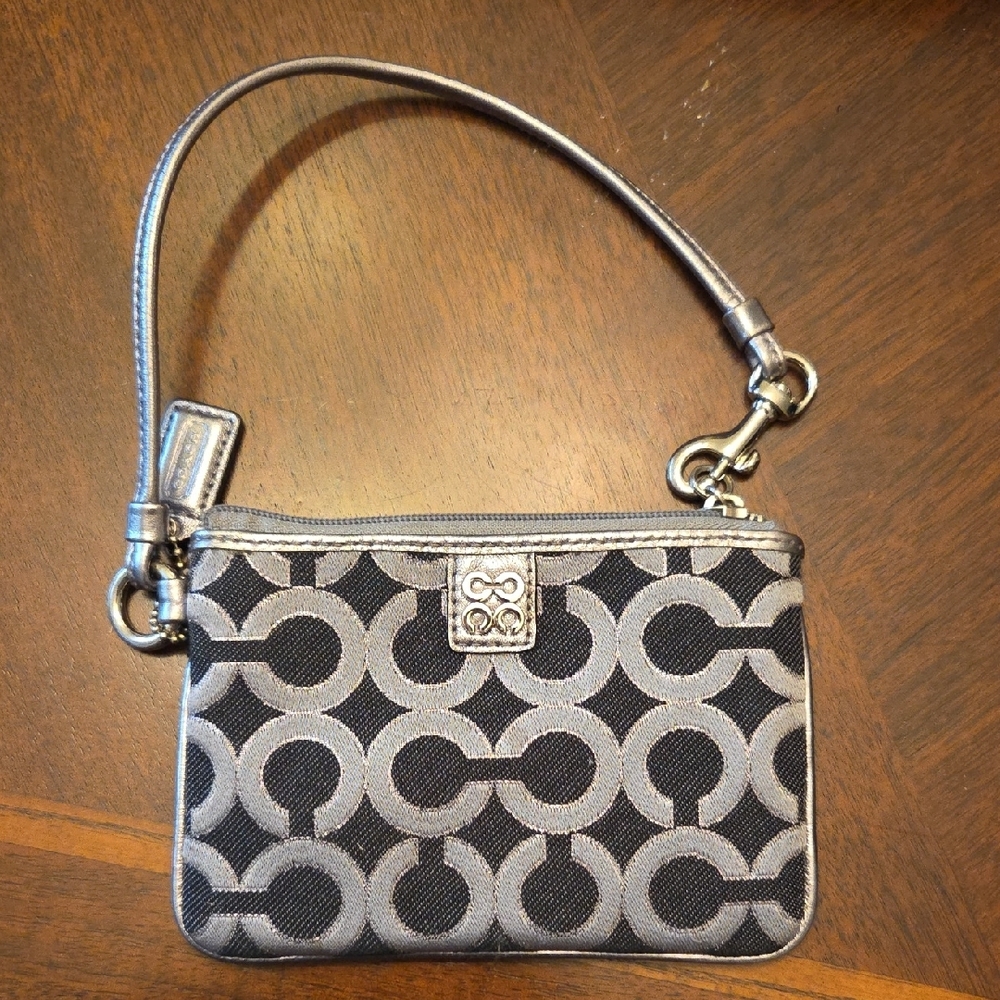 Coach Black and Gray Signature Wristlet